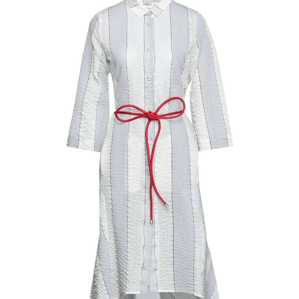 Chic Striped Dress with Red Belt